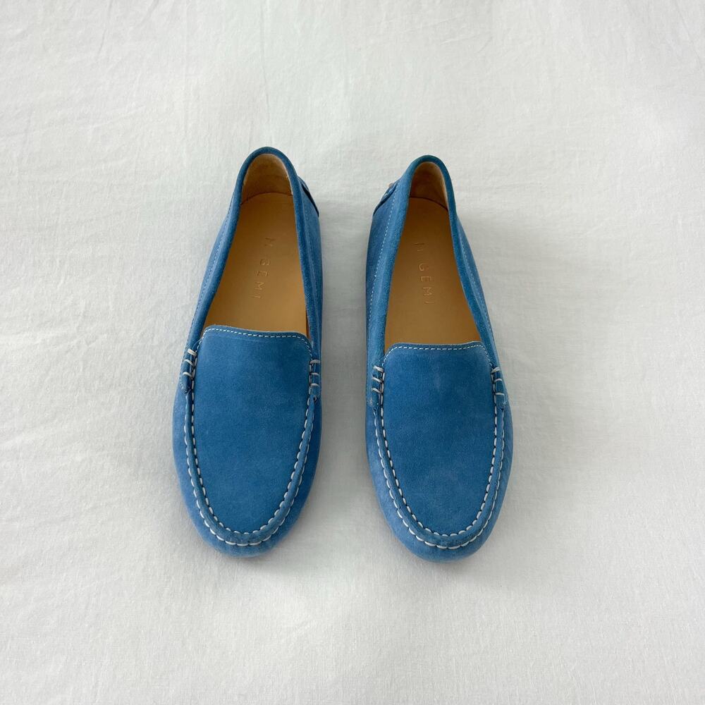 M. Gemi The Felize Suede Blue Moccasin Loafer Shoes Size 38.5 / US 8 - Picture 2 of 10